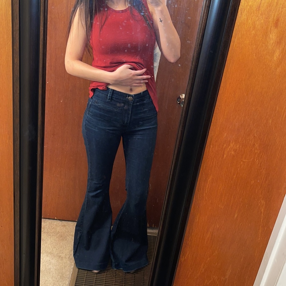 FREE PEOPLE High-Waisted Stretch Flare Jeans - Picture 9 of 9